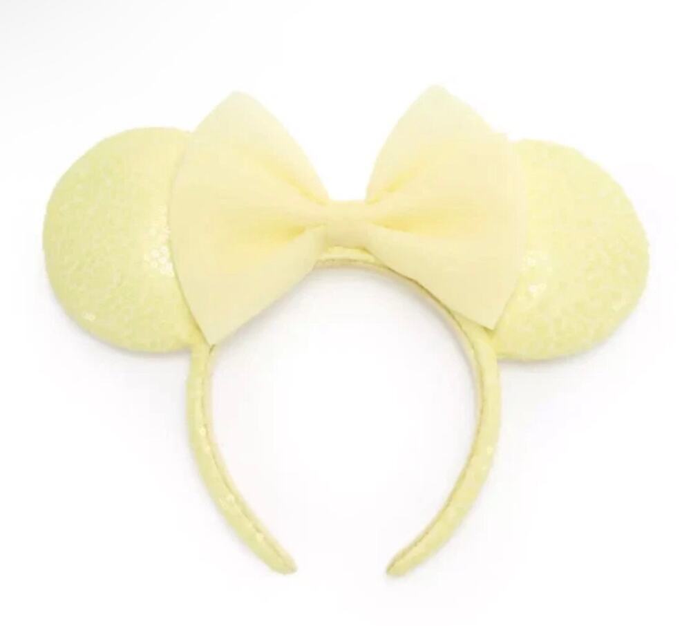 Disney Parks Minnie Mouse Sequined Ear Headband Joyful Yellow NWT